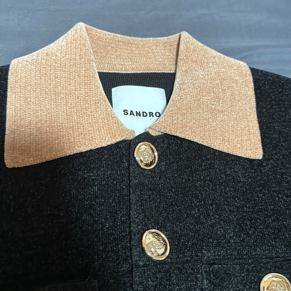 SANDRO embossed-button knit cardigan - Black - Picture 8 of 10